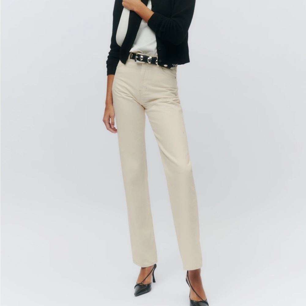 Abby High Rise Straight Jeans- Fior Di Latte